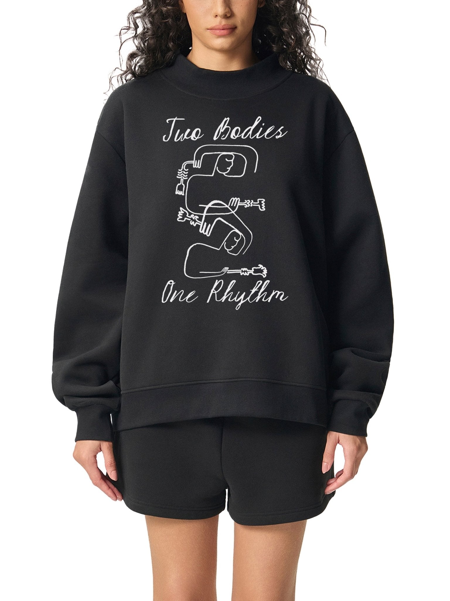 Two Bodies One Rhythm Fleece Mock Neck Crew Sweatshirt - Marcello Velho