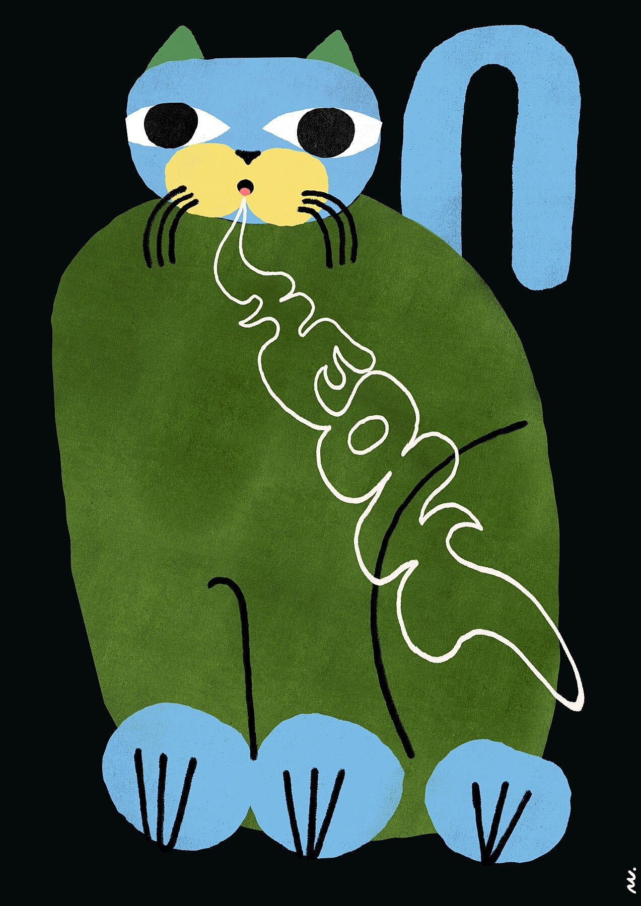 Cat Meow Green Blue - Marcello Velho