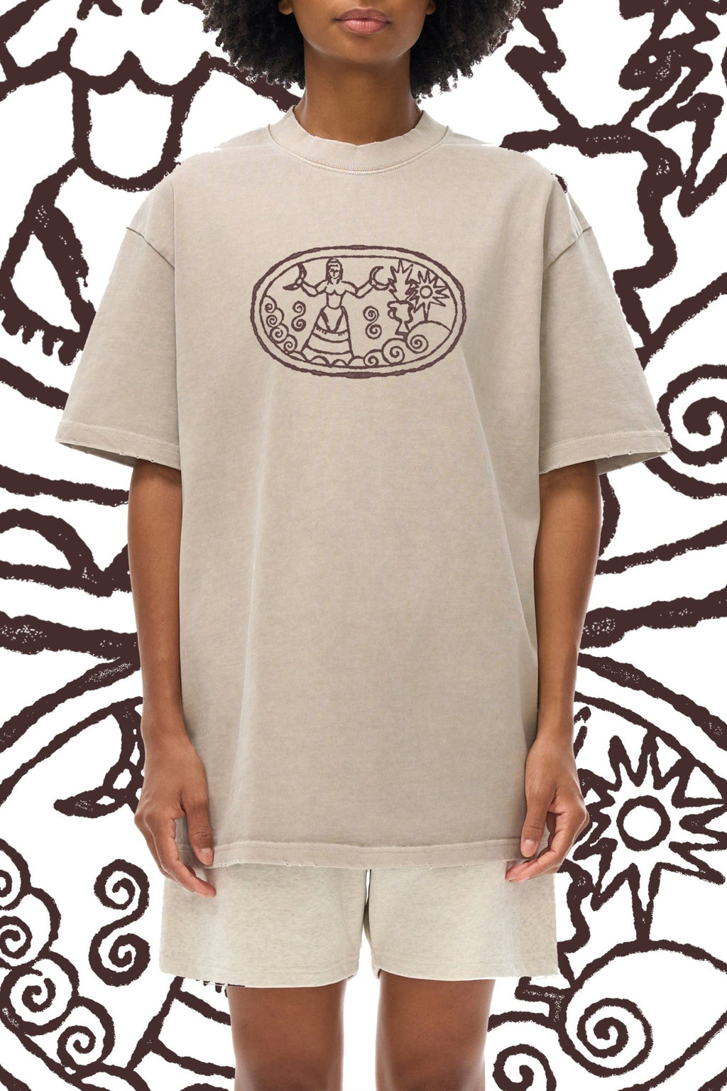 Goddess - Heavyweight Vintage Washed Frayed T-Shirt - Marcello Velho