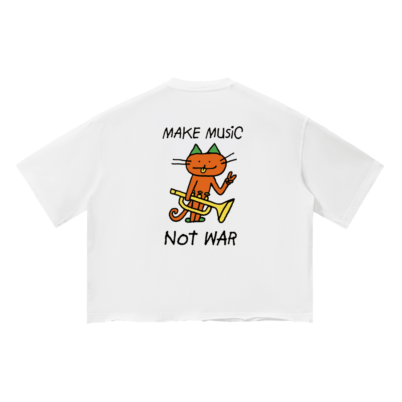 Make Music / Not War - Unisex Vintage Wash Boxy T-Shirt - Marcello Velho
