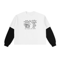 Not Quite My Tempo - White Layered Contrast Sleeve Cotton T-Shirt - Marcello Velho