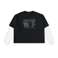 Not Quite Tempo - Black - Layered Contrast Sleeve Cotton T-Shirt - Marcello Velho