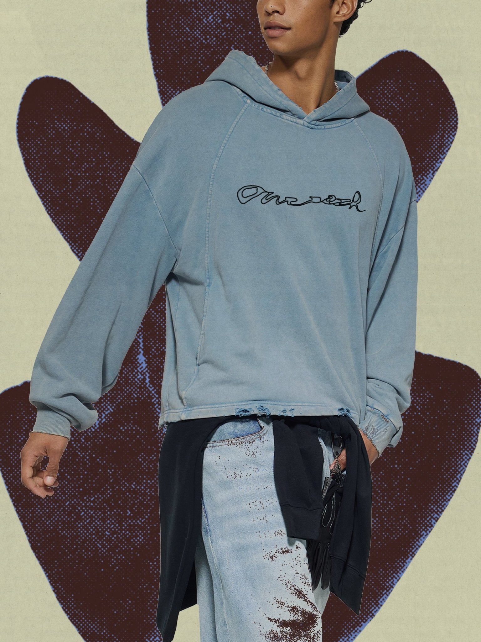 Our Path Script Frayed Hoodie - Marcello Velho