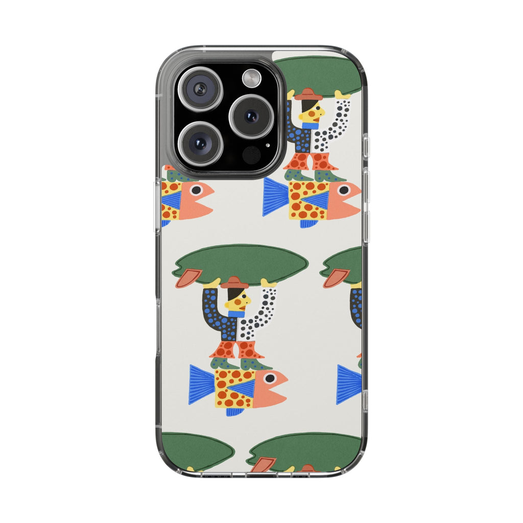 Phone Case - Surfer Riding A Fish Illustration by Marcello Velho - Marcello Velho