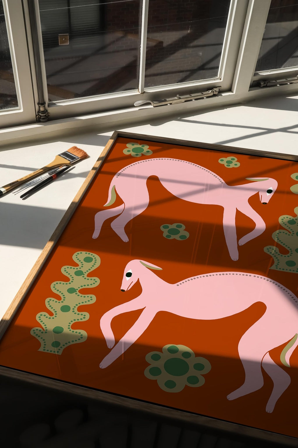 Pink Whippets Print - Marcello Velho