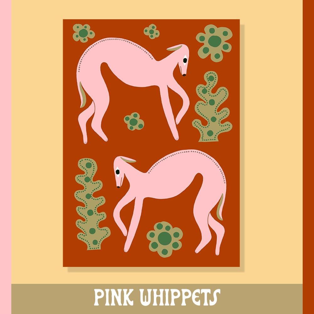 Pink Whippets Print - Marcello Velho