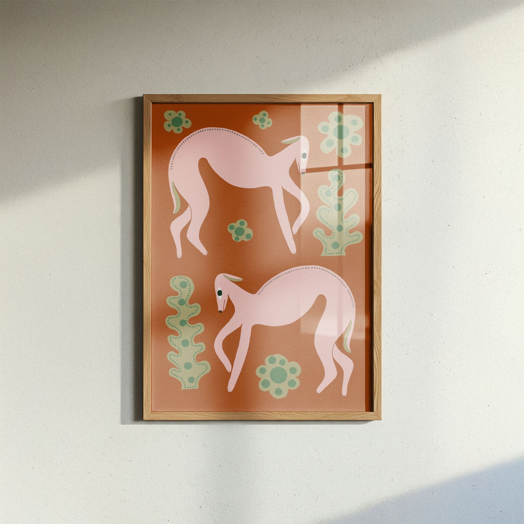 Pink Whippets Print - Marcello Velho