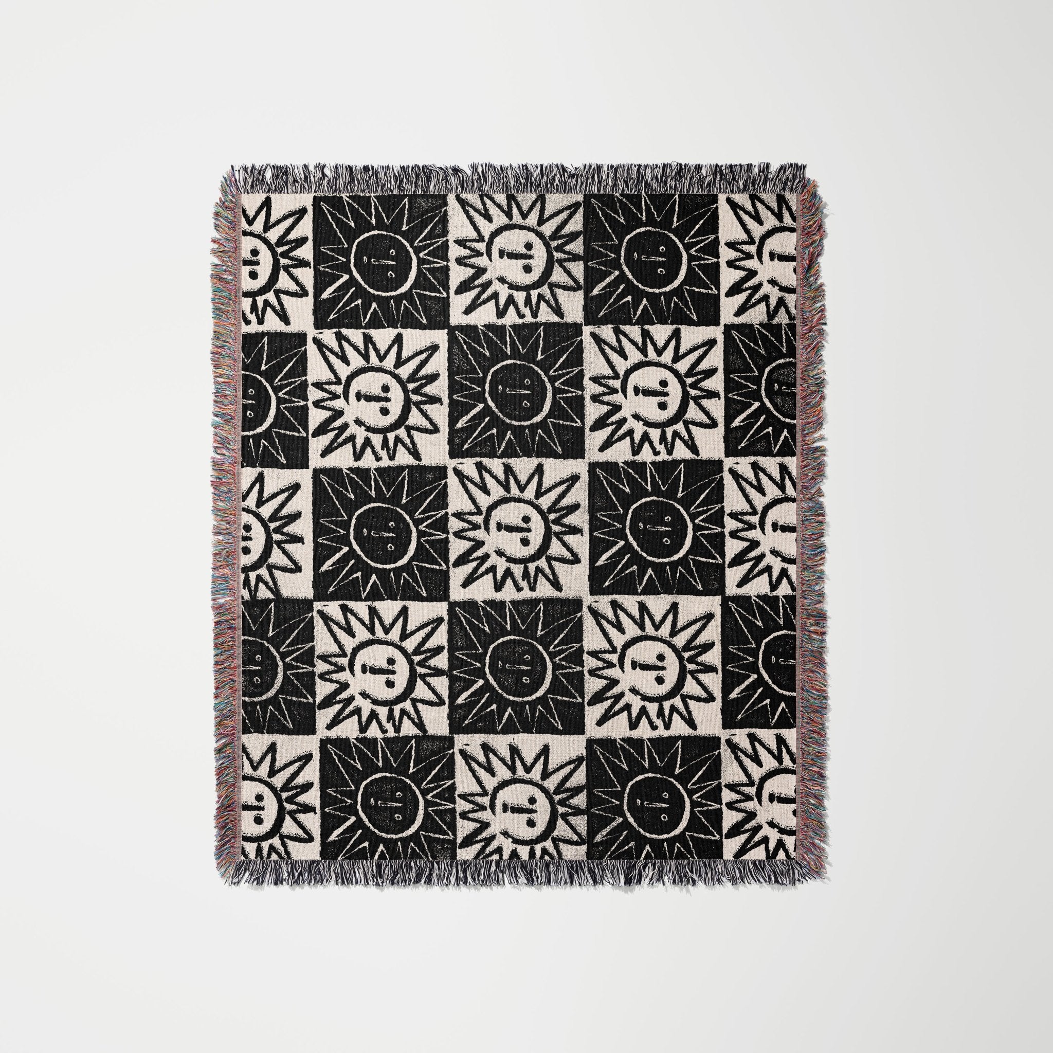 Sun Black and White Tile Throw - Marcello Velho