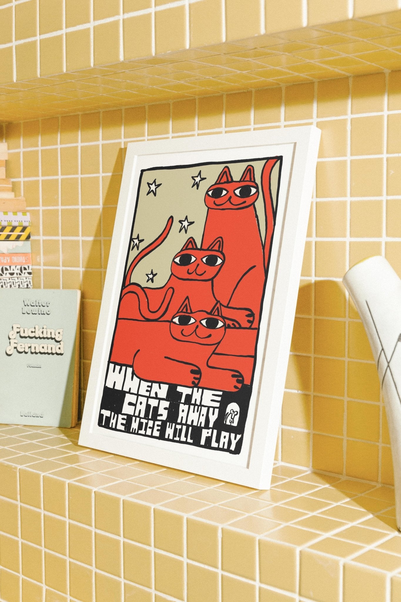 When The cats away the mice will play Limited Edition Print ( Red Colourway) - Marcello Velho