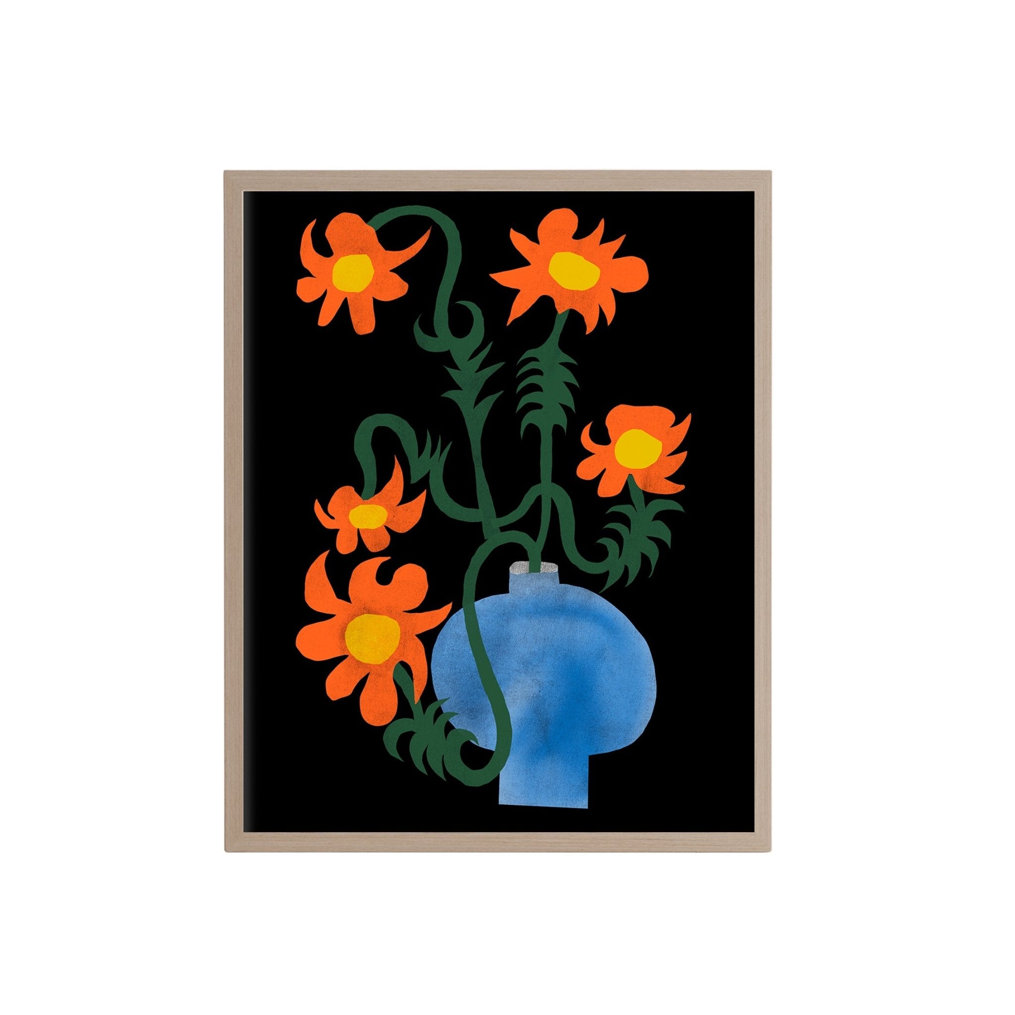 Wild Red Flowers Blue Vase - Marcello Velho