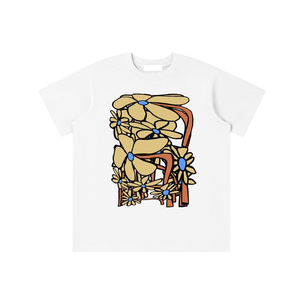 Yellow Fleurs - Kids White Tshirt - Marcello Velho